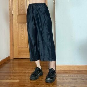Vintage Black Satin Midi Skirt